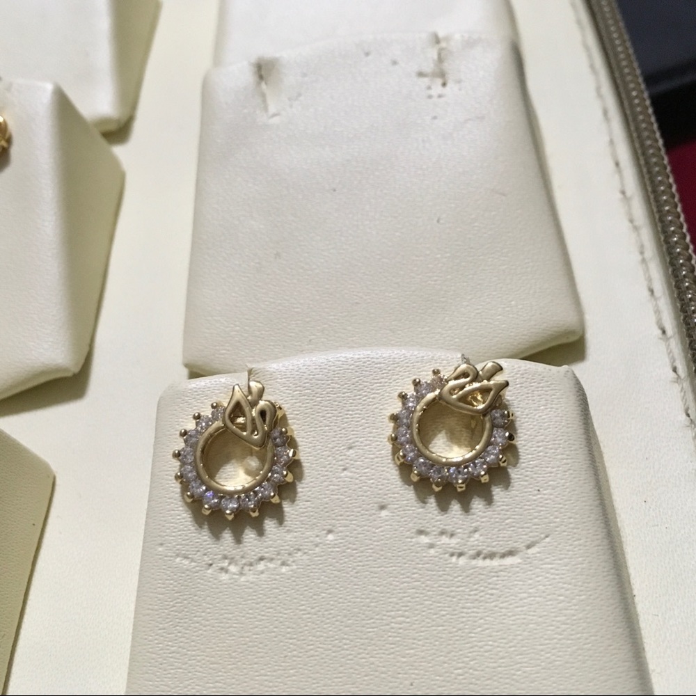 Swan fashion earrings-white stone ring cutest - Picture 2 of 8